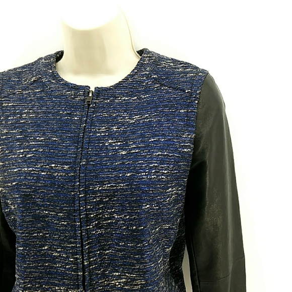 Madewell Leather Shimmerweave Bomber Jacket XS Moto Biker New Years Metallic - Picture 16 of 16